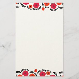 Moderne Orange und Rote Flora Briefpapier
