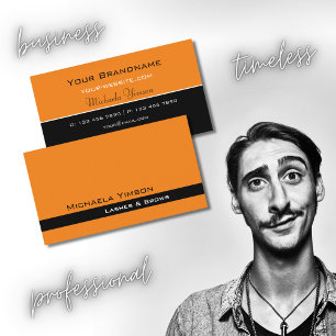 Moderne Orange und Schwarz Chic Einfach Beruflich Visitenkarte