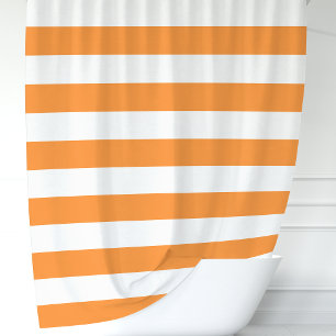 Moderne orange und weiße breite Streifen Duschvorhang