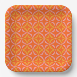 Moderne Orange- und Yellow Retro-Muster Pappteller