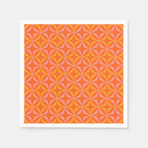 Moderne Orange- und Yellow Retro-Muster Serviette