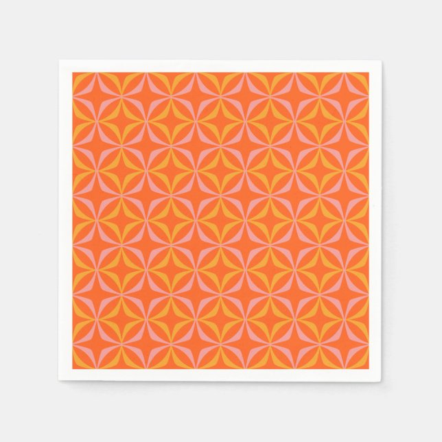 Moderne Orange- und Yellow Retro-Muster Serviette (Vorderseite)