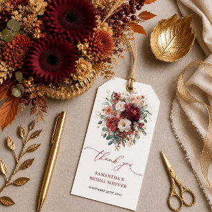 Moderne orange verbrannte florale Brautparty-Gesch Geschenkanhänger