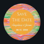 Moderne Orange Wedding rettet das Datum Magnet<br><div class="desc">Lebhaftes,  bezauberndes,  rustikales,  handgemaltes Marmormuster in trendigen,  hellen Farben. Trendrote,  grüne und orangefarbene,  moderne Kunst Hochzeit Speichern Sie die Date-Einladung.</div>