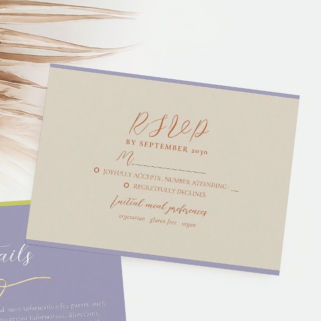 Moderne Orange Wedding RSVP Card Karte (Von Creator hochgeladen)