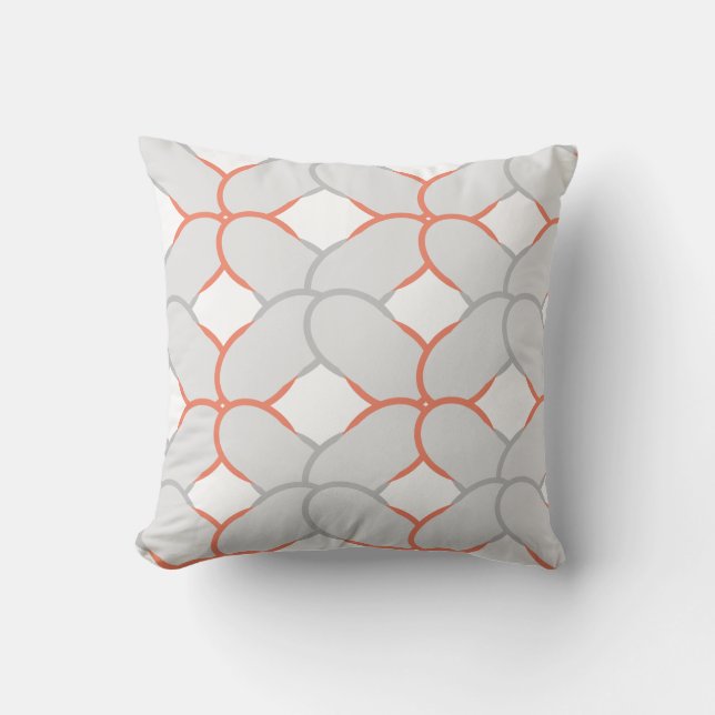 Moderne, orange-weiße und graue Kunst Kissen (Vorderseite)