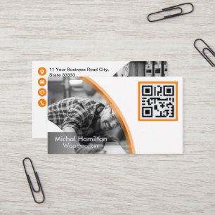 Moderne Orange Woodworker Business Card Visitenkarte