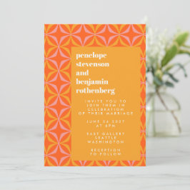Moderne Orange Yellow Retro Typografy Wedding Einladung