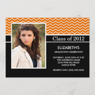 Moderne Orange Zickzack Foto Graduation Party Einladung