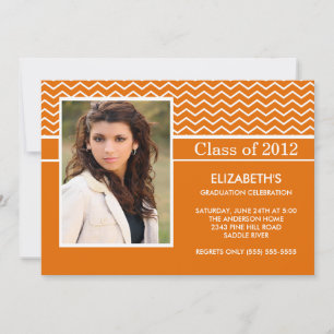Moderne Orange Zickzack Foto Graduation Party Einladung