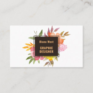 Moderne orangefarbene Blumen Geschäftskarte Visitenkarte