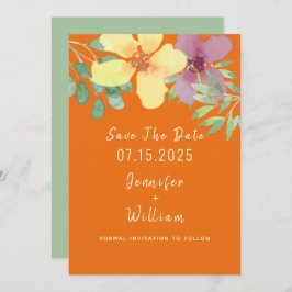 Moderne Orangefarbene Hochzeit Save The Date