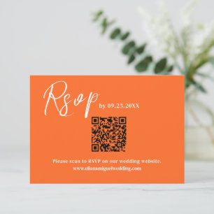 Moderne orangefarbene QR Code Response Card Hochze RSVP Karte