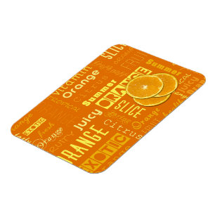 Moderne orangefarbene Typografie Fruchtscheibe Magnet