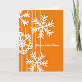 Moderne, orangefarbene und weiße Weihnachtsschneef Feiertagskarte