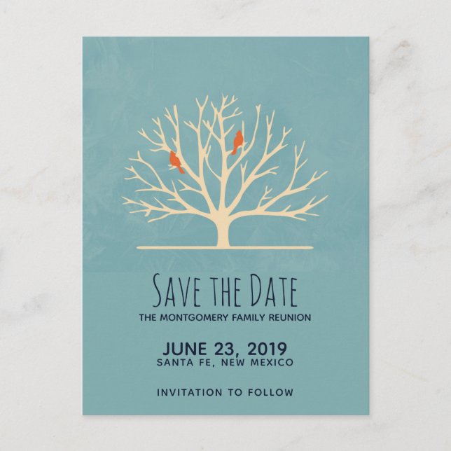 Moderne orangefarbene Vögel in einer großen Wieder Postkarte (Vorderseite)