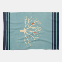 Moderne orangefarbene Vögel in einer großflächigen Geschirrtuch