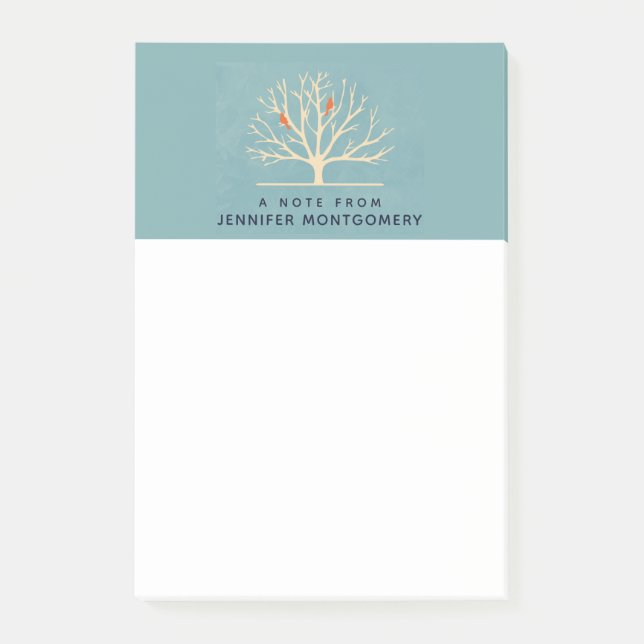 Moderne orangefarbene Vögel in einer großflächigen Post-it Klebezettel (Vorderseite)