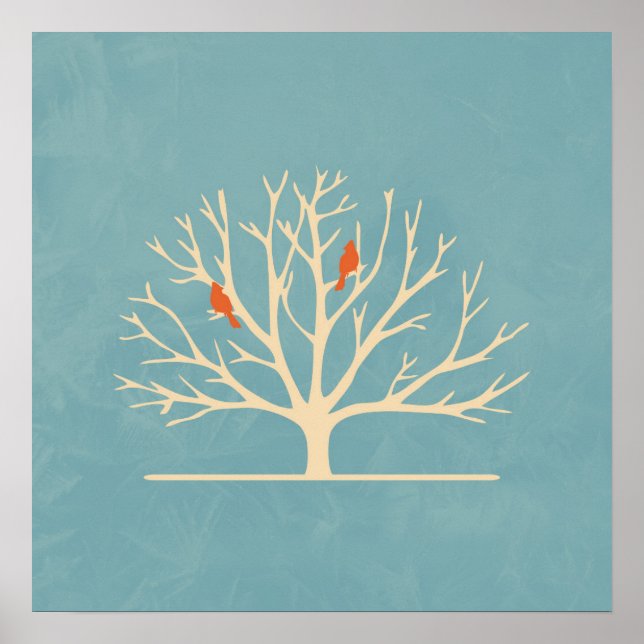 Moderne orangefarbene Vögel in einer großflächigen Poster (Vorne)