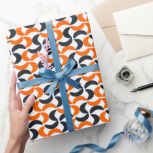 Moderne orangefarbene Wirbel-Geometrie Geschenkpapier