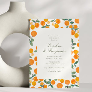 Moderne Orangen-Zitrus-Paar-Winter-Baby-Party Einladung