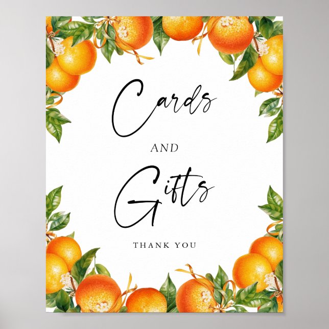 Moderne Orangen-Zitrusfrüchte-Karten und Geschenkz Poster (Vorne)