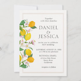 Moderne Orangenzitrusblüte Hochzeit in Aquarellen Einladung