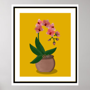 Moderne Orchid-Illustration des Mittelalters Poster