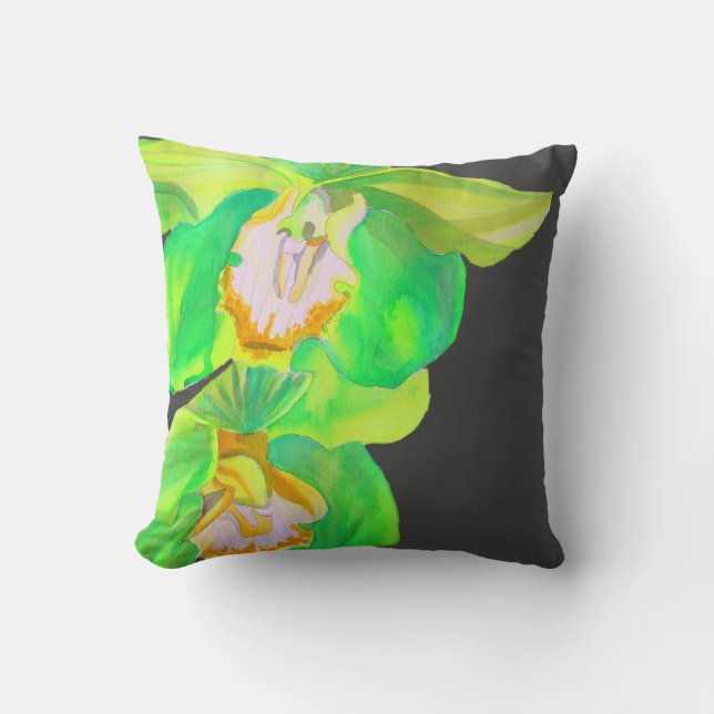 Moderne Orchid Pop Art Blume Kissen (Vorderseite)