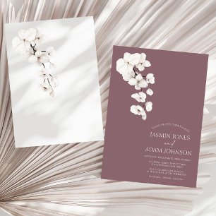Moderne Orchideen-Hochzeit in Lila und Weiß Einladung