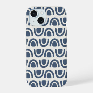 Moderne organische Bogen-Blöcke Navy-Creme-Muster iPhone 15 Hülle
