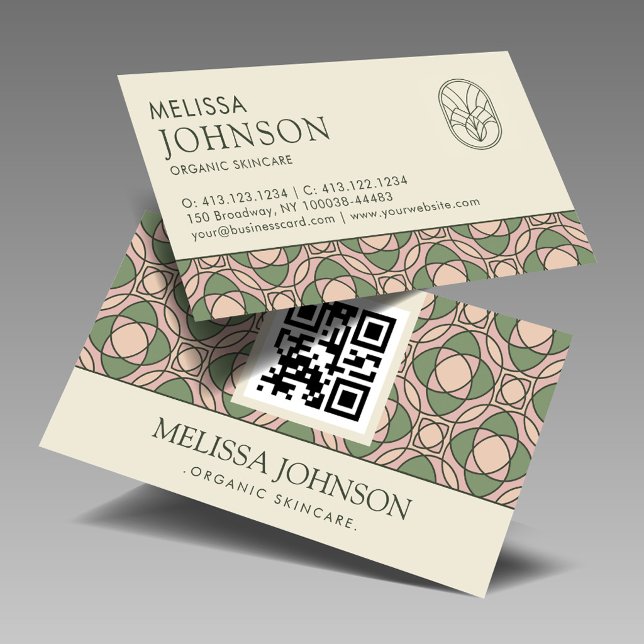 Moderne Organische Botanische QR-Code Visitenkarte (Von Creator hochgeladen)