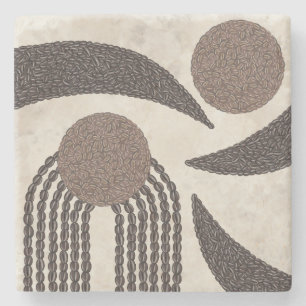Moderne organische-Kaffeebohnen-Geometrisch- Neutr Steinuntersetzer