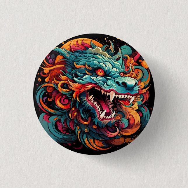 Moderne orientalische Drachengröße Button (Vorderseite)