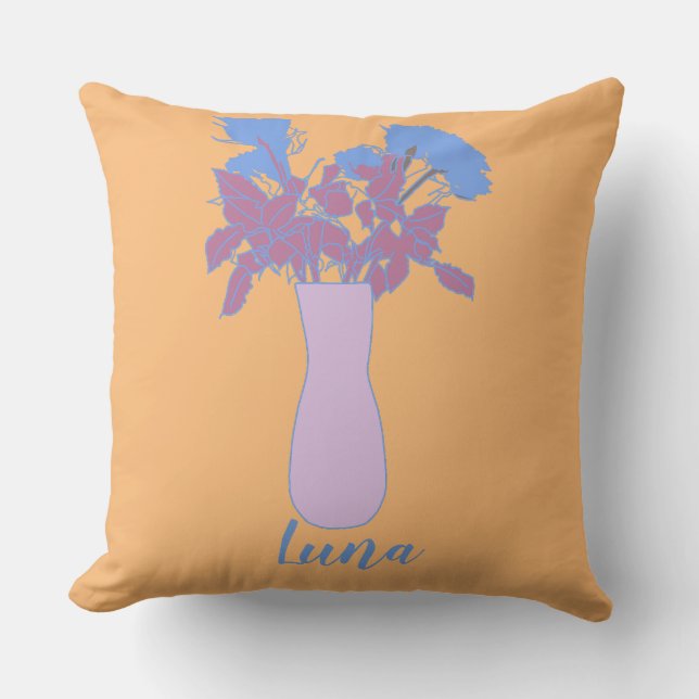 Moderne Original Blume Kunstmalerei Kissen (Vorderseite)