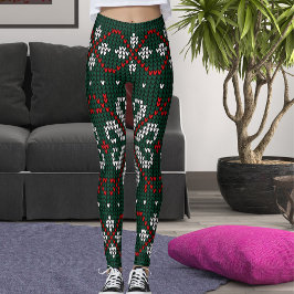 Moderne Ornamentale Gestrickte Weihnachtsmuster Fr Leggings