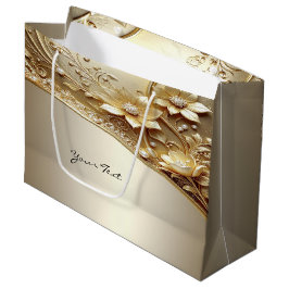 Moderne, ornamentale goldene Blumen-Geschenktasche Große Geschenktüte
