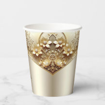 Moderne, ornamentale goldene Blumen-Papierbecher m