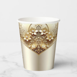 Moderne, ornamentale goldene Blumen-Papierbecher m Pappbecher