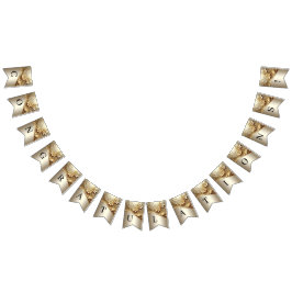 Moderne, ornamentale, goldene Blumenmuster-Wimpelf Wimpelkette