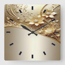 Moderne Ornamentale Goldene Blumenuhr