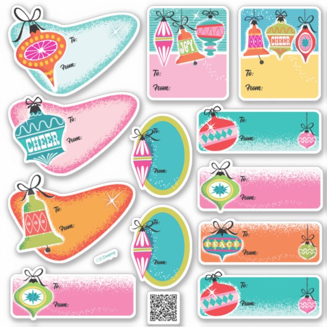 Moderne Ornamente aus dem Mittelalter Weihnachtsge Aufkleber (Vorderseite)