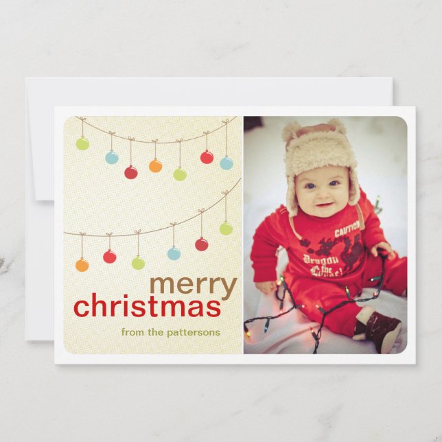 Moderne Ornamente Frohe Weihnachtsfotokarte Feiertagskarte (Vorderseite)