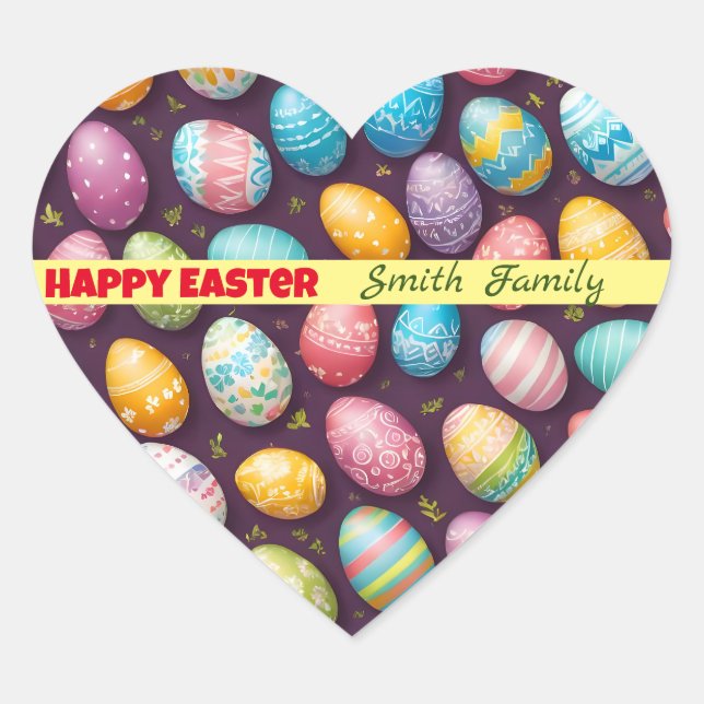 Moderne Ostereier-Sammlung Herz-Aufkleber (Vorderseite)