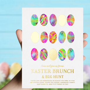 Moderne Ostereier-Suche Frühjahrs-Brunch Gold Folieneinladung