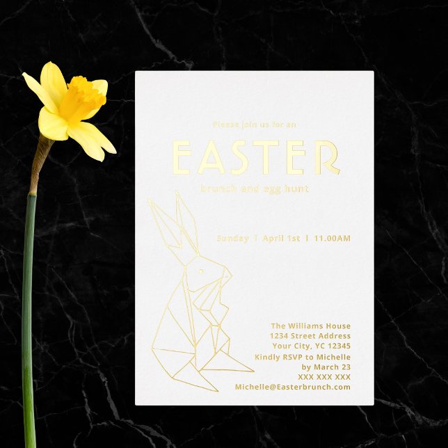Moderne Osterfeier Goldene Foil Einladung (Von Creator hochgeladen)