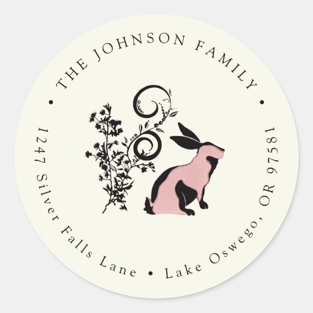 Moderne Osterhase-Rücksendeadresse Runder Aufkleber (Vorderseite)