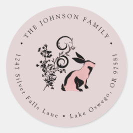 Moderne Osterhase-Rücksendeadresse Runder Aufkleber