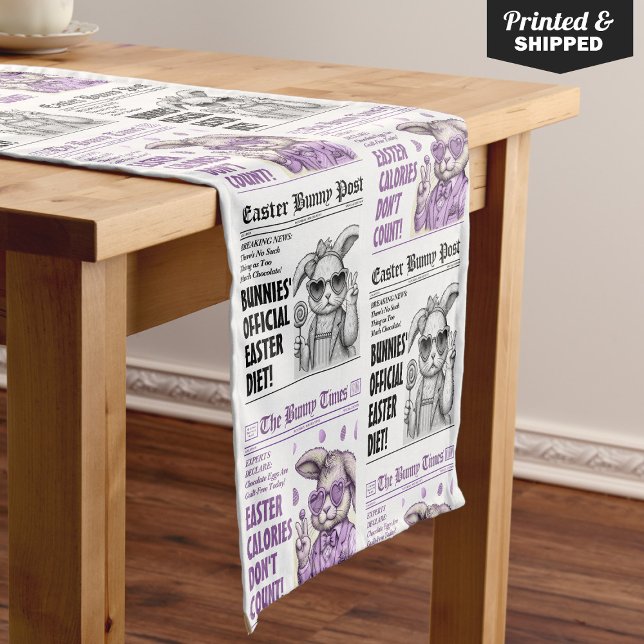 Moderne Ostertafeldekor, Osterhase Kurzer Tischläufer (Modern Easter Table Decor, Easter Bunny Newspaper Short Table Runner)