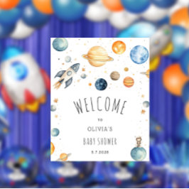 Moderne Outdoor Space Babydusche Willkommen Poster